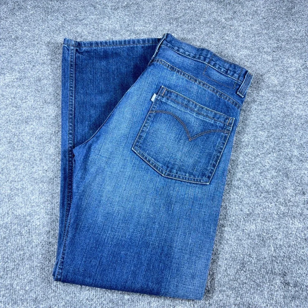 Levis SilverTab Mens Straight Leg Jeans Medium Wash Blue Denim 247M Tag 35 Waist